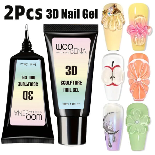 3D Nail Gel 30G Clear 3D Gel Nail Art 3D Sculpting Gel with Chrome Powder for Nail Art Nail Design Molding Gel for Nails No Wipe Nail Supply U V LED Gel Polish for Nail Art Sculpture Home DIY - Image 6